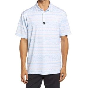 Bad Birdie Men's Fiesta Polo Size S Pastel Geometric Stripes Golf Athleisure